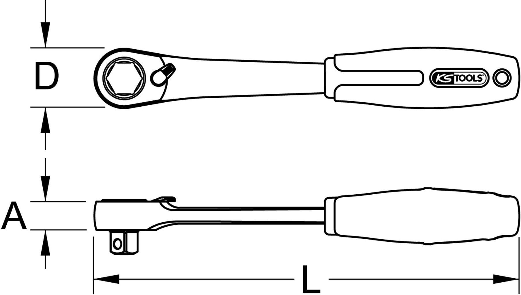KS Tools 19mm TRIPLEplus Durchgangs-Umschaltknarre (918.4051)