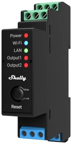 Shelly Pro 2PM Hutschienenrelais Bluetooth, Wi-Fi