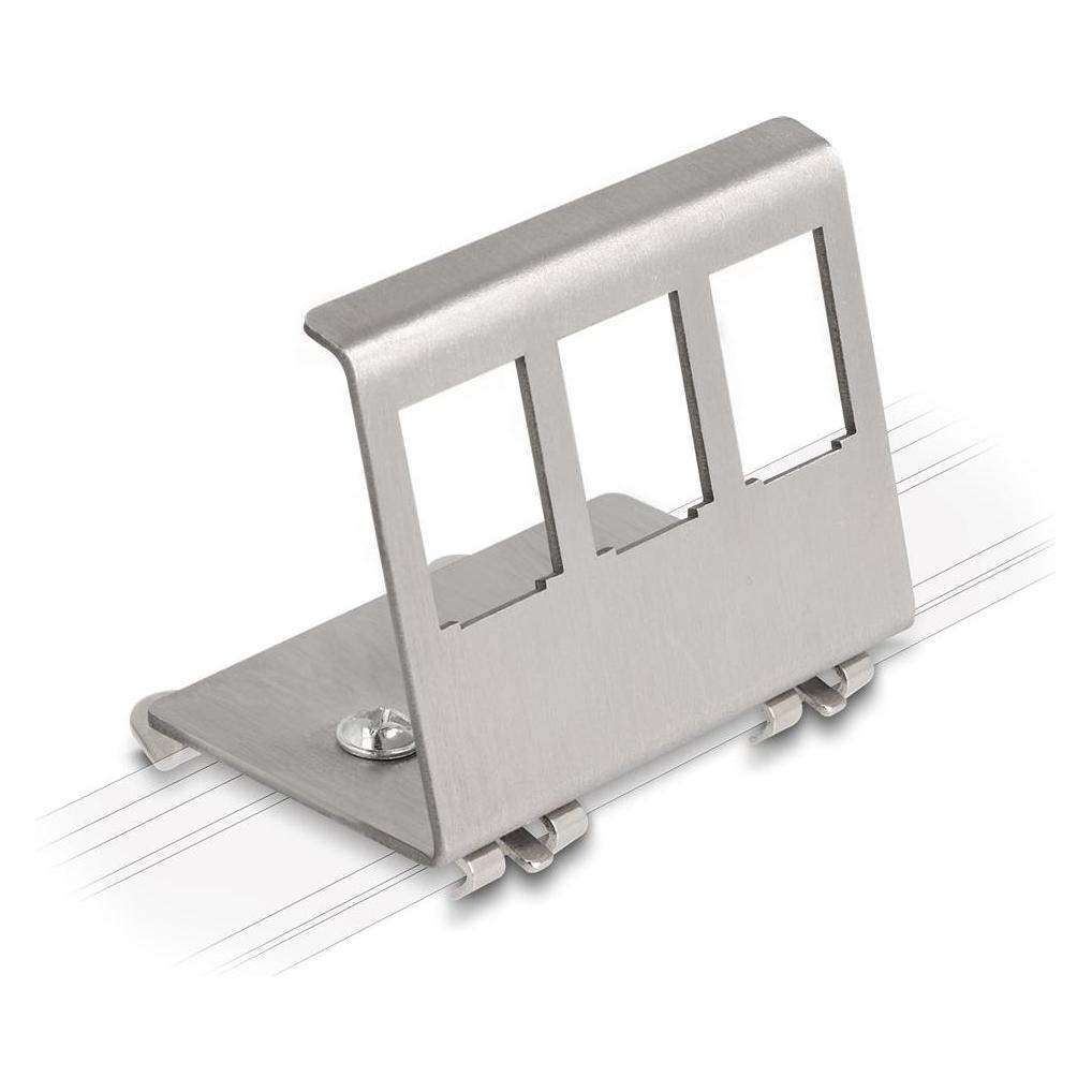 Delock Keystone Metall Halterung 3 Port für Hutschiene (Keystone Modulhalter) (88139)
