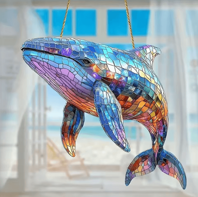 Inspire Curations 2D Acrylic Bird Window Hanging Ornament Colorful Bird & Flower Suncatcher Decor style F