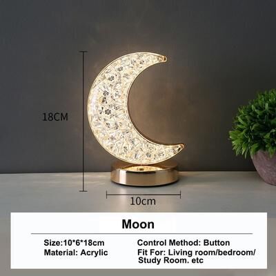 Evergreen Home Goods 3D Moon Lamp, USB Bedside Table Light, Crystal Touch Dimming Night Light For Bedroom, Girls Room Aesthetics, Home Decor moon