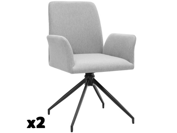 Lot 2 fauteuils pivotants rembourrés avec tissu robuste gris clair