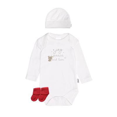 Erstausstattungspaket LILIPUT "Joy Peace and Love", Mädchen, Gr. 62/68, weiß (weiß, rot), 100% Baumwolle, KOB Set-Artikel Erstausstattungspaket, bestehend aus Body, Mütze und Söckchen