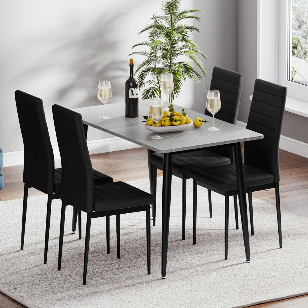 17 Stories Dining Set Grey / Black/Black