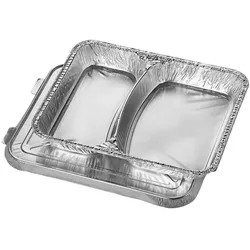Papstar 50er-Pack Menüschalen mit Deckel 830,0 ml silber, 22.5x3x17.7 cm