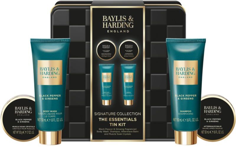 Baylis & Harding Black Pepper & Ginseng coffret cadeau boîte métallique pour homme