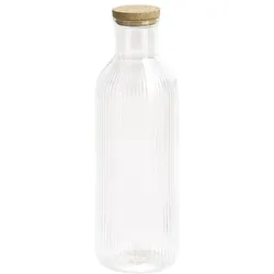 APS Glaskaraffe -LINES-, Ø 9 cm, H 27 cm, 1 L, Glas, Deckel aus Kork