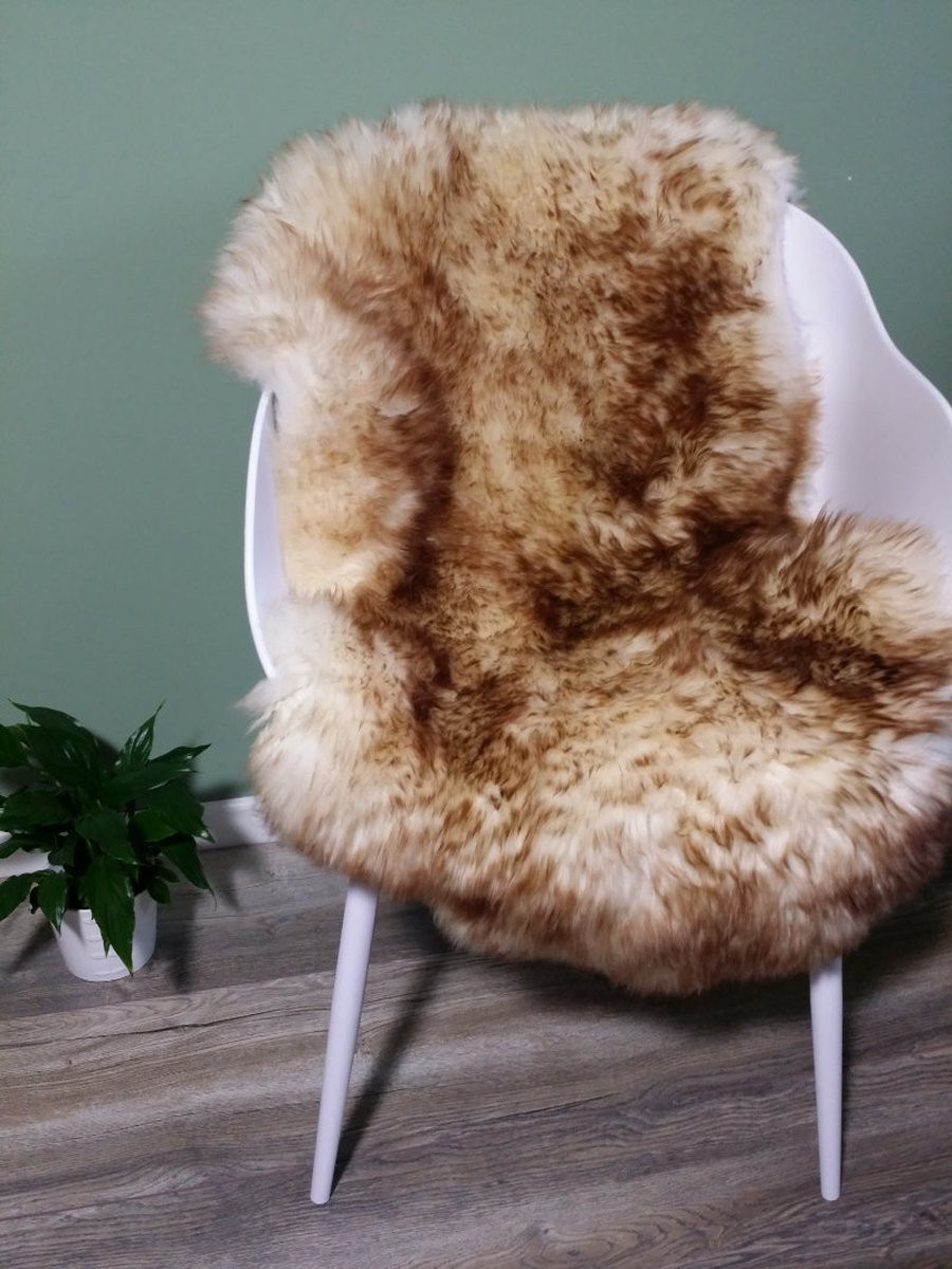Echte Moeflon Schapenvacht Klassiek Vloerkleed - Bruin Wit - 100 cm