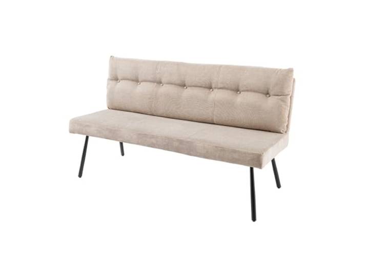 Sitzbank BIG GEORGE - 160cm - champagner beige - Samt Metall-Beine montiert geliefert, hohe Belastbarkeit, hoher Komfort, Taschenfederkern, modernes Design, angenehme Haptik