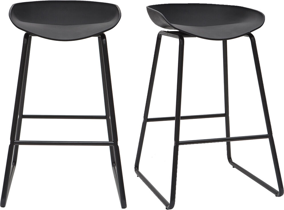 Miliboo Design-Barhocker Schwarz mit Metallbeinen (2 Stk.) PEBBLE