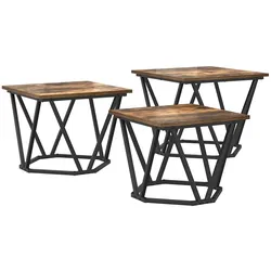 vidaXL Couchtisch 3 pcs Geräucherte Eiche Ingenieure Holz und Stahl