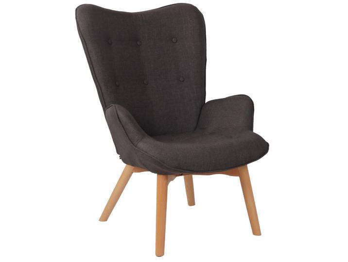 CLP Sessel Stoff dunkelgrau, Dunkelgrau, Holz, 71x100x77 cm, Wohnzimmer, Sessel, Ohrensessel
