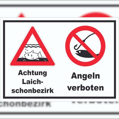 HB-Druck Achtung Laichschonbezirk Angeln verboten Schild A4 (210x297mm)