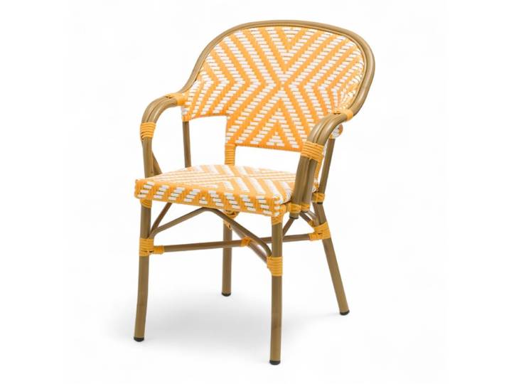 Fauteuil de terrasse BAYONNE - Tressage Jaune et Blanc