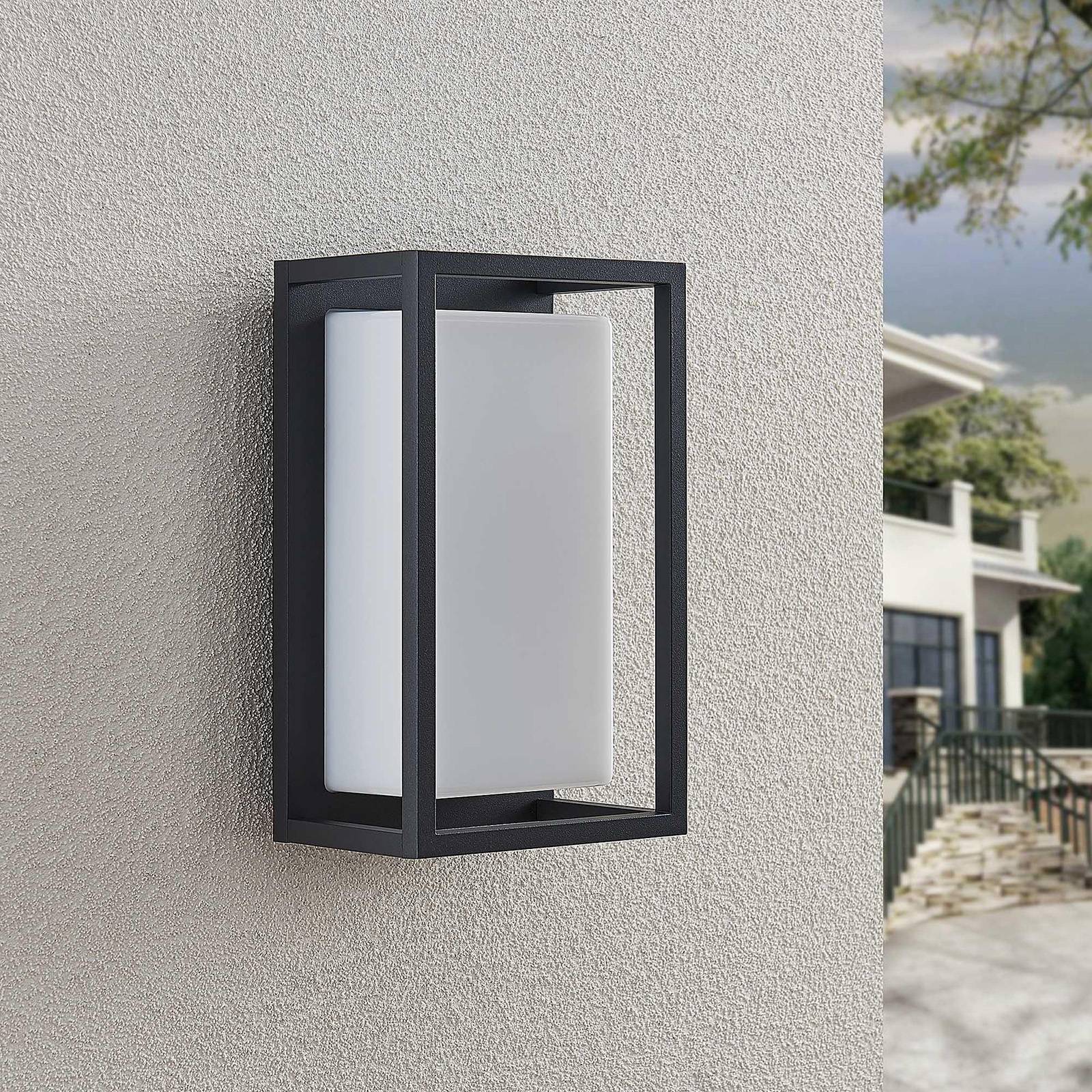 LED Outdoor Wall Light Ilirian Lucande, Black, Aluminium, Modern, Outdoor Wall Light