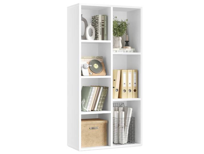 Étagère cubique avec 7 compartiments autoportante pour bureau blanc