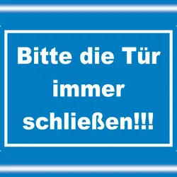 HB-Druck Aufkleber Bitte die Tür immer schließen weiss-blau A0 (841x1189mm)