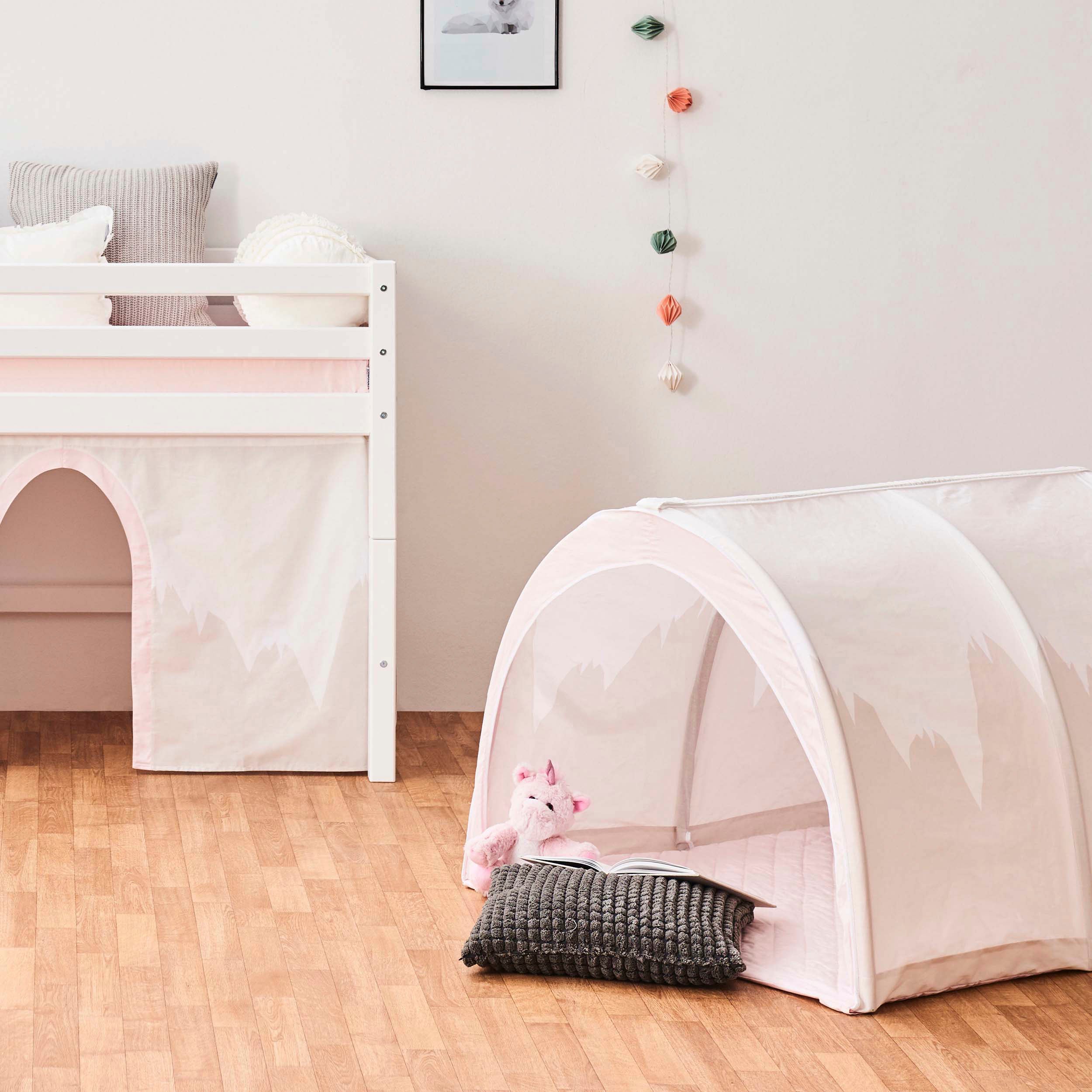 Spieltunnel HOPPEKIDS "«Winter Wonderland»", rosa, B:90cm H:73cm L:102cm, Baumwolle, Spieltunnel, Spieltunnel, Betttunnel für Kinderbett 90x200 cm rosa B/H/L: 90cm x 73cm x 102cm