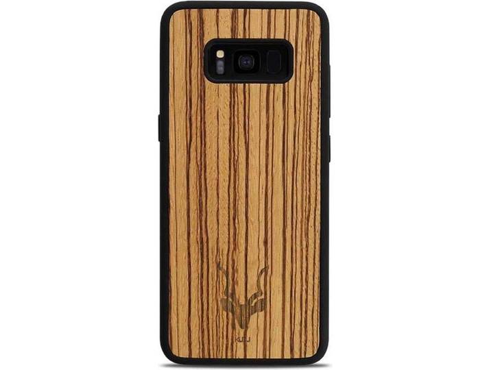 Kudu Samsung Galaxy S8 Plus - Houten backcover - Handgemaakt TPU - Zebrano - Zwart