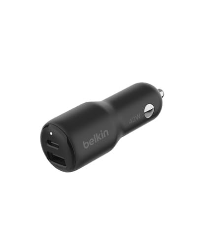 Belkin BoostCharge 2-poorts autolader 42W met USB-C en USB-A - Zwart