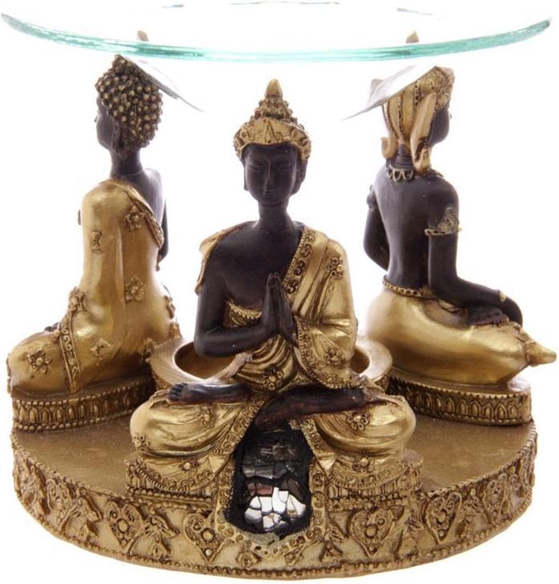 Puckator Oliebrander voor Waxmelts met Thaise Boeddha in Goud, Bruin en Glas Mozaiek