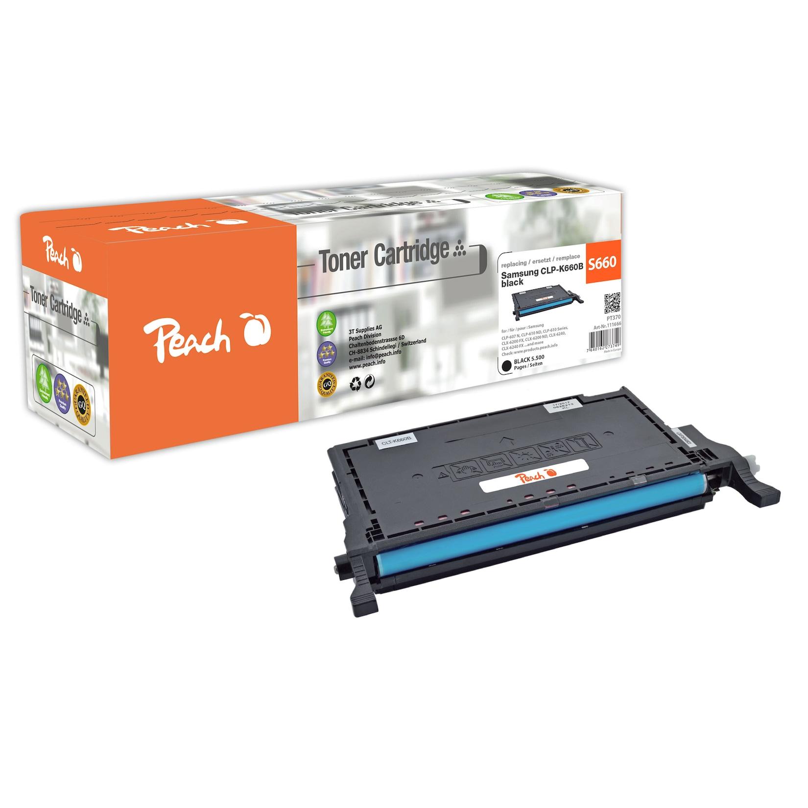 Peach S660 Toner XL bk ersetzt Samsung CLP-K660B/ELS, ST906A für z.B. Samsung CLP -607 N, Samsung CLP -610 ND, Samsung CLP -610 (wiederaufbereitet)