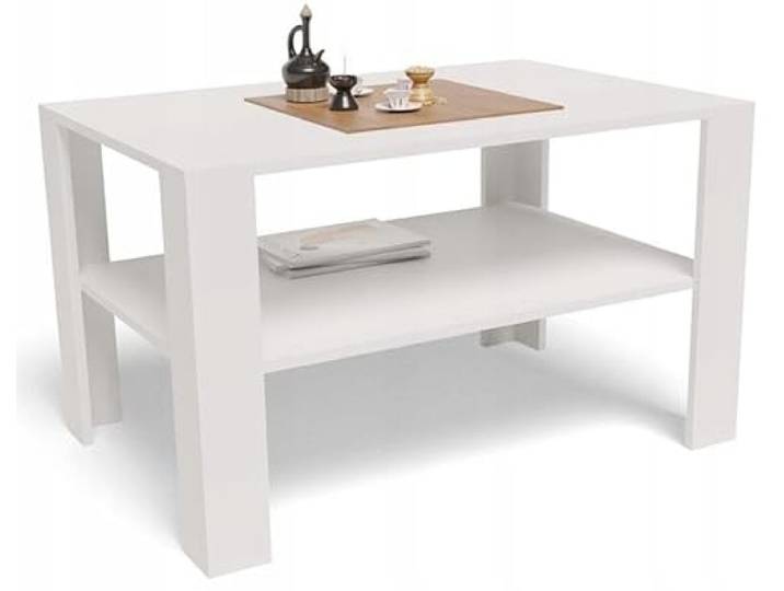 MATKAM Moderner Couchtisch B100 x T68 x H60 cm, Minimalistisches Design für Ihr Zuhause, Hochwertige Verarbeitung, einfache Montage (Weiß)