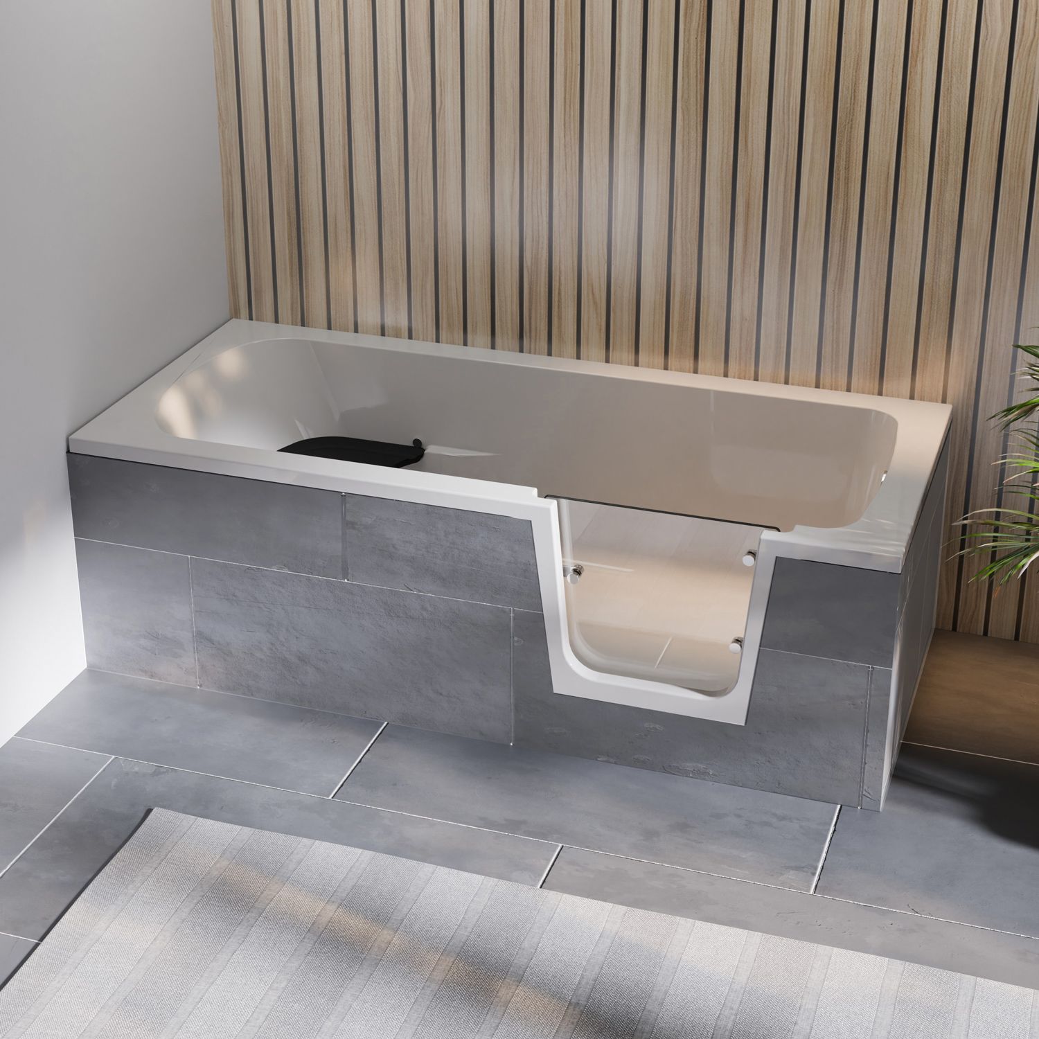 Steinkamp bathtub 170 x 75 cm with glass door right, Trio drain ST002BWTSTYR-R2 Trio