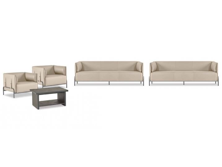 Xlmoebel Polstergarnitur Beiges 5-teiliges Arbeitszimmer-Set mit 2x 3-Sitzer und Sessel, (Polstergarnitur, 5-tlg., 5-teiliges Set), Made in Europa