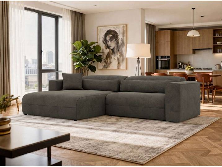 MKS MÖBEL Ecksofa PAZURRO L, Wellenfeder, lose Kissen, L-form Wohnlandschaft, Seitenauswahl, Ecksofa Breite 288 cm