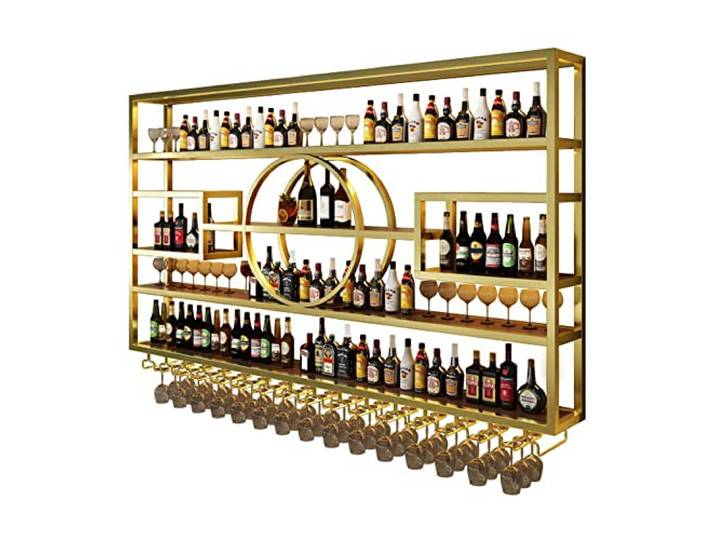 Weinregal zur Wandmontage, Metall, stabiler Organizer für Wohnzimmer, Restaurant, eleganter Eisenhalter, moderner Präsentationsständer und Aufbewahrungslösung, Regale für Bar