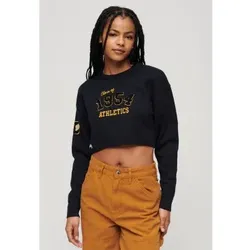 Superdry für Damen. W6110537A Varsity marineblau Rundhalsausschnitt kurzer Pullover (S), Lässig, Langarm, Bio-Baumwolle, Nachhaltig