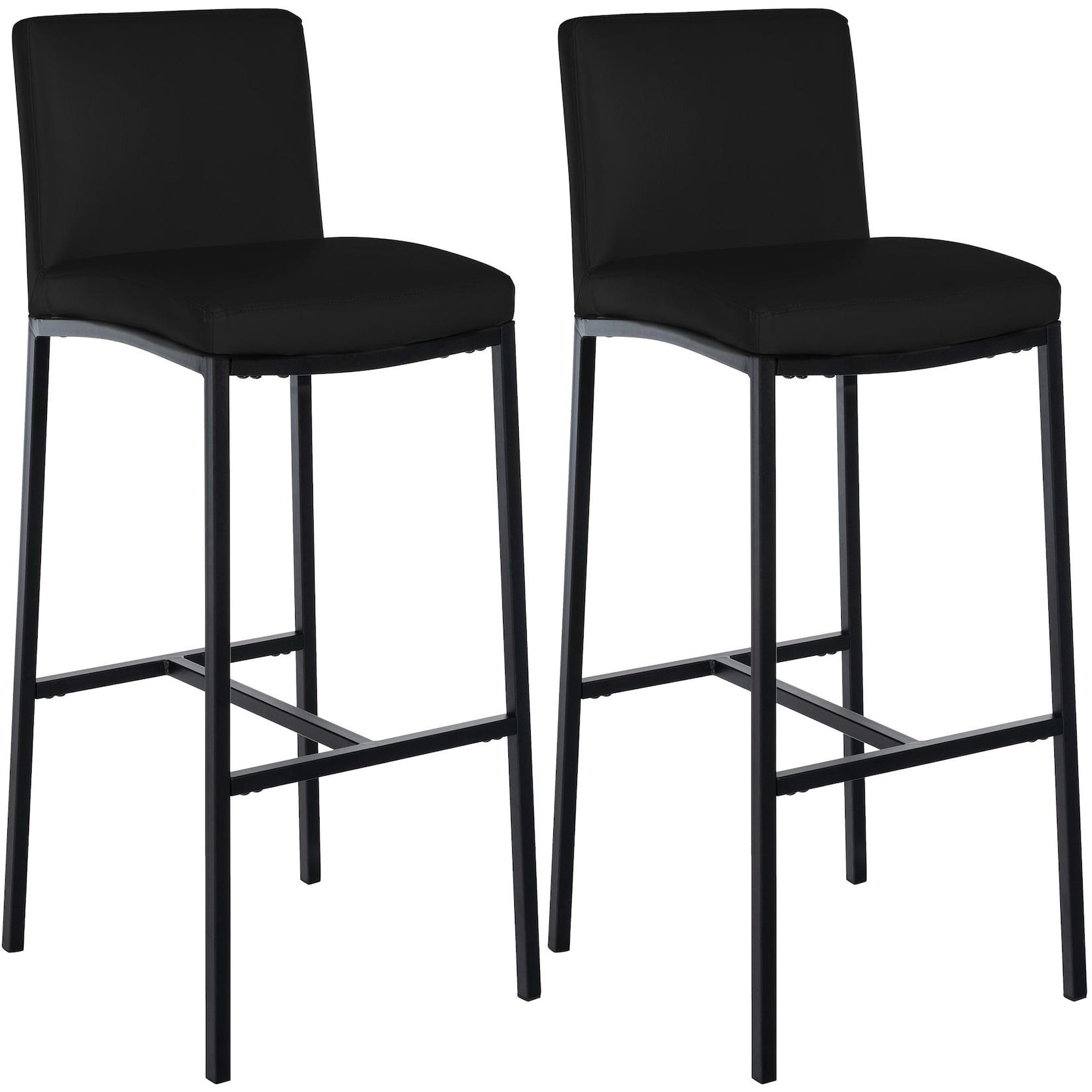 CLP Barhocker 2er Set mit Lehne Freeport, Barstühle gepolstert, moderne Tresenstühle mit Metallgestellen matt-schwarz und Fußablagen