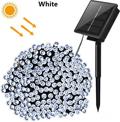 Inspire Curations Solar Fairy String Lights With 8 Lighting Mode white 12m 100led