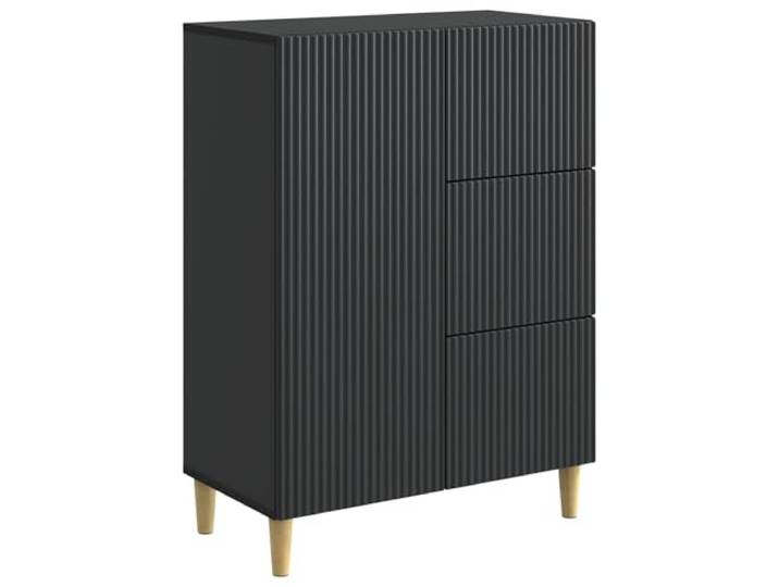 GKMBCVDFR Sideboard Schwarz 66 x 34,5 x 90 cm Holzwerkstoff Retro Design, Schubladen, Stauraum Schrank, Vielseitig, Pflegeleicht