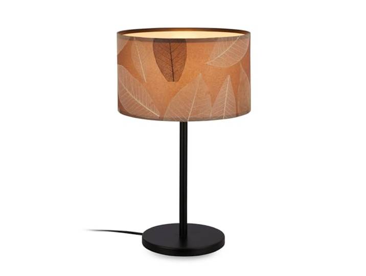 BRILONER - Tischlampe mit Blätterdekor, Kabelschalter, E27, max. 10W, Lampe, Boho, aesthetic, Nachttischlampe, Tischleuchte, Dekolampe Flur, Bürolampe, Leselampe, Wohnzimmer, 25x41,5 cm, Caffefarben