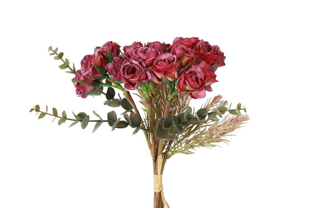 Countryfield zijden boeket rosa roze 30 cm