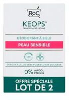 RoC Keops Sensitive Déodorant à Bille Peaux Sensibles 48H 2 x 30 ml - Lot 2 x 30 ml