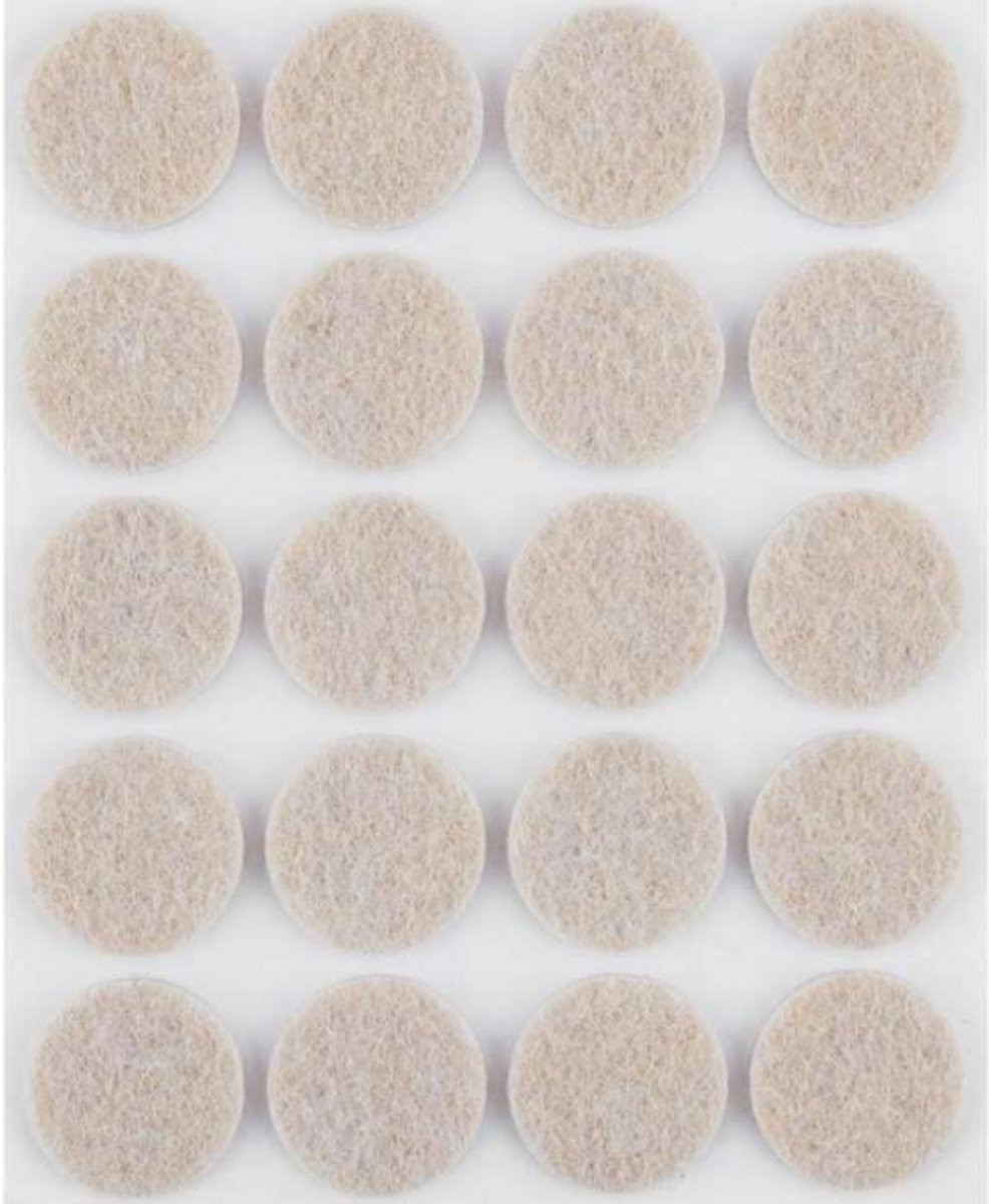 ABC-Led Zelfklevende viltjes rond – Lichtbruin – 20 mm – 20 stuks