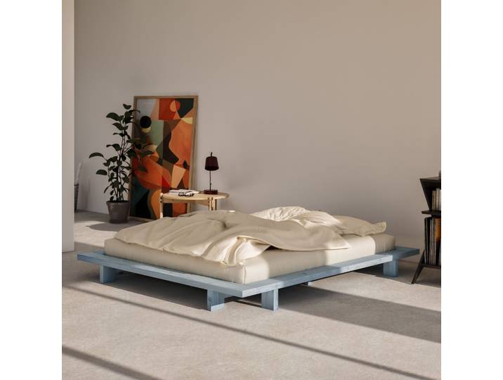 Lit futon JAPAN en pin massif bleu 180x200