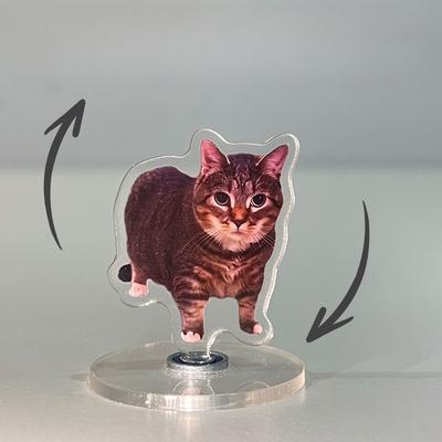 Discount Dollar Deals Cute Cat Acrylic Rotating Kitten Stand, Desk Decoration, Home Decor, Car, Motorcycle, Kids, Adults Gifts a 5cm