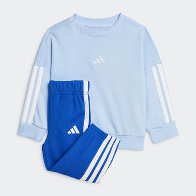 Trainingsanzug ADIDAS SPORTSWEAR "I 3S FT JOG 240", Mädchen, Gr. 62, blau (glow blau, weiß), Obermaterial: 70% Baumwolle, 30% Polyester, Sportanzüge Trainingsanzug