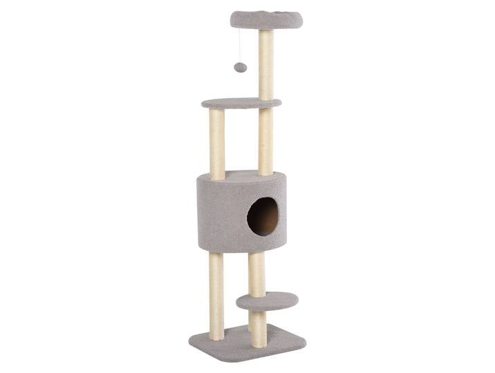 PawHut Arbre à chats avec griffoir arbre à grimper pour chat avec niche et plate-formes peluche haute densité hauteur 148 cm gris