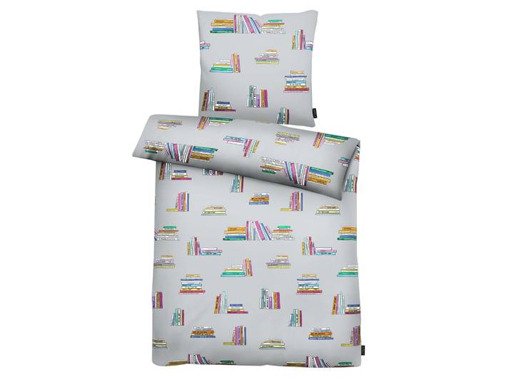 Bettwäsche APELT Books , bunt (mehrfarbig), B/L: 135cm x 200cm, 1 Stk., 1 Stk., Satin (Bio-Baumwolle), B/L: 80cm x 80cm, 2 tlg., Satin (Bio-Baumwolle), Obermaterial: 100% Baumwolle, Bettwäsche, Bettwäsche, Bettwäsche-Set mit Reissverschluss, Baumwoll-Satin, Digitaldruck