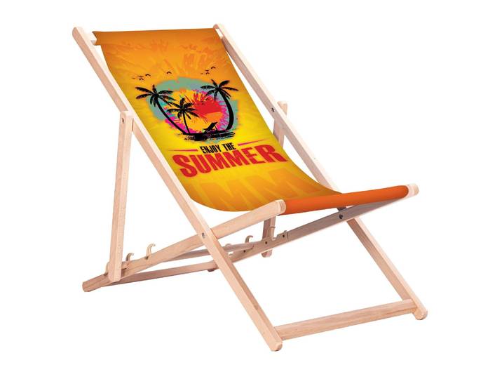 Chaise longue classique en hêtre GreenBlue GB183 avec l'inscription « Enjoy The Summer »