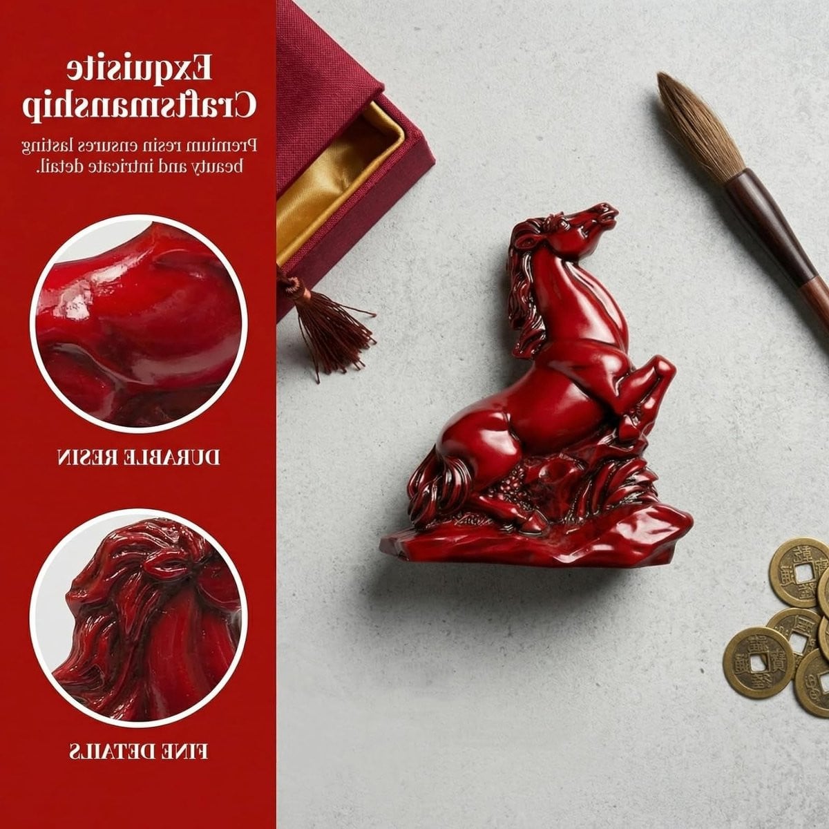 Decoratief paardfiguur in rood voor op tafel