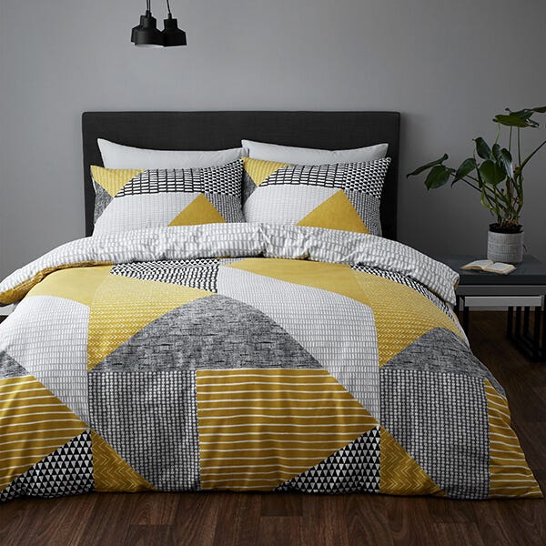 Catherine Lansfield Larsson Geo Duvet Set Ochre