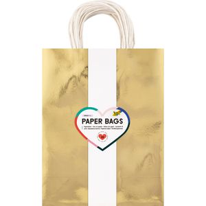 Folia Papiertüten 22469, gold glänzend, 24 x 31 x 12cm, mit Henkel, 20 Stück