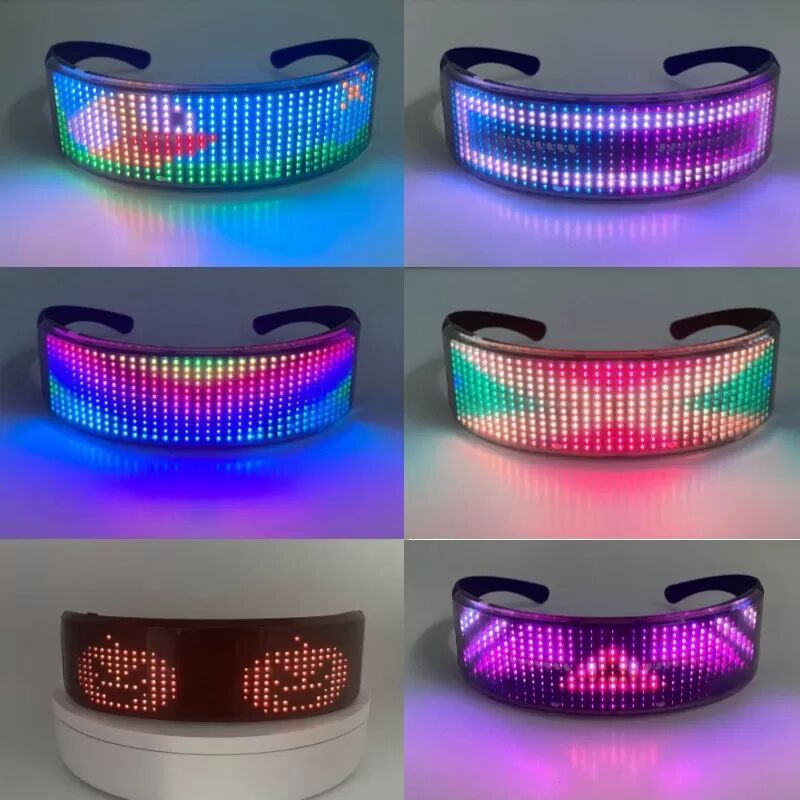 INF Vollfarbige LED-Brille mit Beleuchtung – App-gesteuert, anpassbar, perfekt für Partys & DJ-Events
