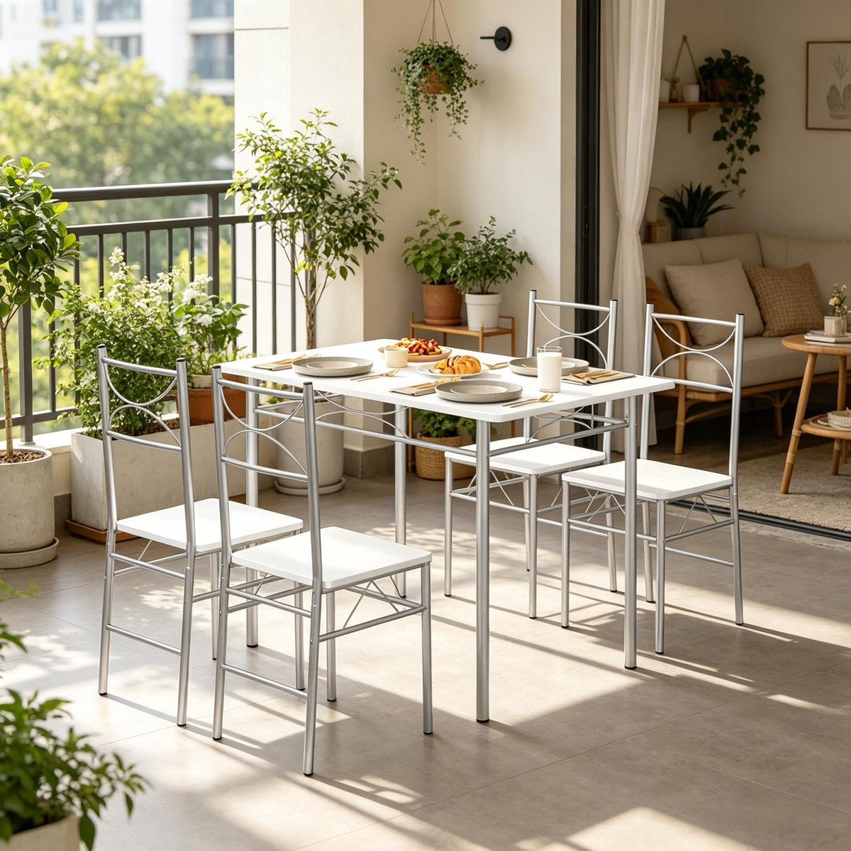 Clruro Modern Design Eetset met Tafel en Stoelen voor Balkon en Bistro
